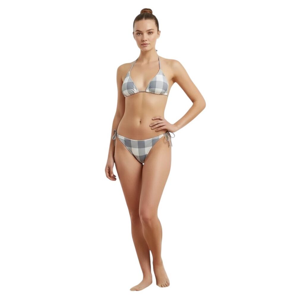 Tularosa Tawney French Grey Halter Bikini Top (M) and Side Tie Bottom (L)Set,